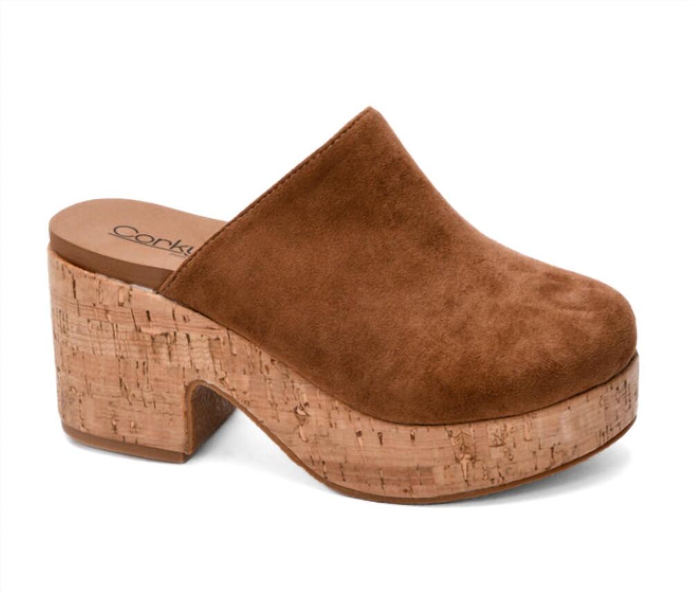 NEW CORKYS FOOTWEAR women's watch your back wedge clogs in tobacco